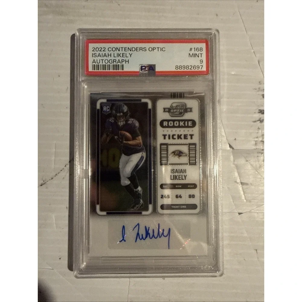 Isaiah Likely 2022 Panini Contenders Auto /Rookie PSA 9 RC SP Ravens Giants Mint